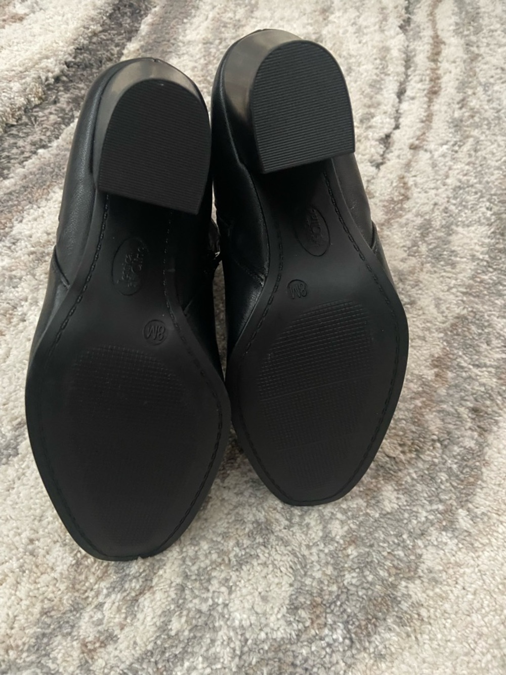 Classic Black Ankle Booties with Gold Zip Accent - Picture 7 of 12